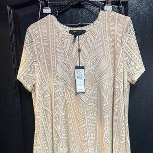 BCBGMAXAZRIA LACE SHORT SLEEVE MATERNITY DRESS LARGE